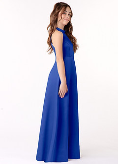 Azazie Laurel Junior Vestido de Azul Real de Satin Mate de Corte en A image2