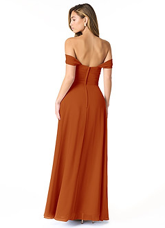 Azazie Kaitlynn Bridesmaid Dresses Paprika Empire Ruched Chiffon Convertible Dress image3