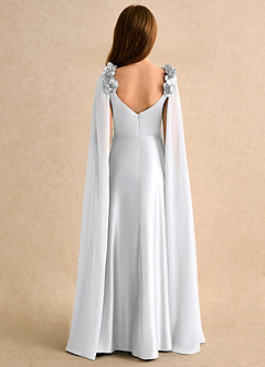 Azazie Rosita Junior Formal vestidos de niña de las flores Vestido de Blanco de Satin Mate de Corte en A con Plisado image2