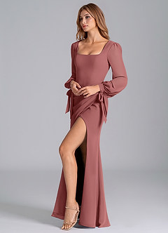 Azazie Mero Bridesmaid Dresses Amethyst Mermaid Long Sleeve Chiffon Dress image7