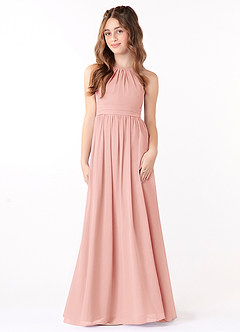 Azazie Jaylah Junior Rosette A-Line Ruched Chiffon Dress image2
