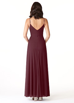 Azazie Evalin Abiti da Damigella Abito A-Line in Maglia con Scollo a V a Pieghe Cabernet image2