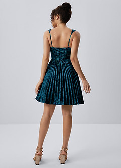 Jade Navy Black Floral Pleated Lace-Up Mini Dress image6