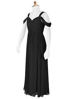 Azazie Lianne Junior Vestido de Negro de Gasa de Acampanado con Vestidos sin tirantes image6