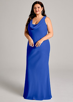 Azazie Rylina 신부 들러리 드레스 인어 주름진 쉬폰 바닥 길이 드레스 image9