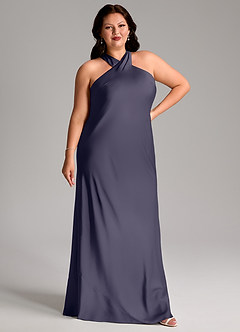 Azazie Doretta Bridesmaid Dresses Stormy Mermaid Pleated Stretch Satin Dress image9