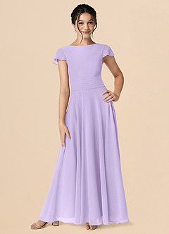 Azazie Payton A-Linie Schleifen Chiffon Kleid Flieder image1