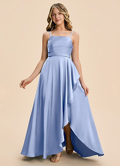 Azazie Naveah Junior Ice A-Line Ruched Stretch Satin Dress image3