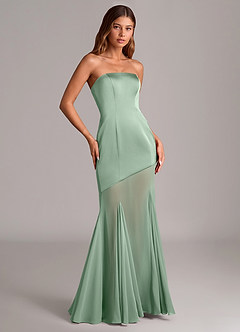Azazie Uma Bridesmaid Dresses Agave Mermaid Strapless Chiffon Convertible Dress image3
