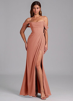 Azazie Johana Jurken voor bruidsmeisjes Converteerbaar Jurk van Chiffon met Zeemeermin Off the Shoulder Meer Gesneden image4