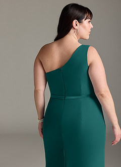 Azazie Liza Bridesmaid Dresses Peacock Mermaid One Shoulder Chiffon Dress image11