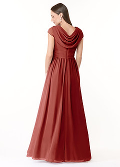 Azazie Organa Bridesmaid Dresses Terracotta A-Line Pleated Chiffon Dress image2