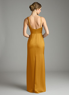 Azazie Samara Robes de demoiselle d'honneur Robe Sirène en Satin extensible Plissée Caramel écossais image2
