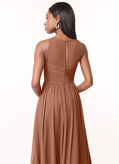 Azazie Nina Bridesmaid Dresses Bronzer A-Line Pleated Chiffon Dress image3