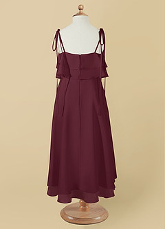 Azazie Temi Flower Girl Dresses Cabernet A-Line Spaghetti Strap Chiffon Dress image11