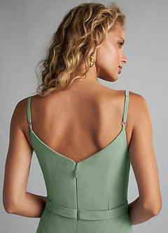 Azazie Summer Bridesmaid Dresses Matcha Mermaid Scoop Cowl Chiffon Dress image6