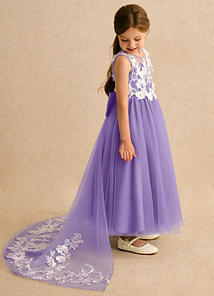 Azazie Mixie Flower Girl Dresses Tahiti Ball-Gown Lace Dress image3