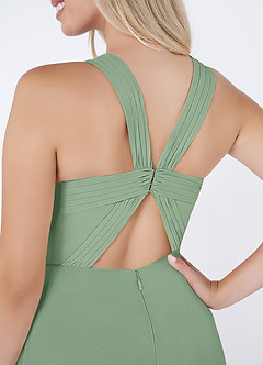 Azazie Jane Bridesmaid Dresses Matcha A-Line V-Neck Pleated Chiffon Dress image5