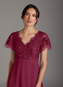 Azazie Singer Abiti per la Madre della Sposa Abito A-Line in Chiffon con Scollo a V in Pizzo Gelso image6