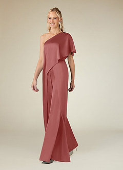 Azazie Hagretta Mother of the Bride Dresses Antique Rose Jumpsuit/Pantsuit Stretch Satin Dress image4