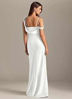 Azazie Madelyn Abiti da Damigella Abito Convertibile Sirena in Raso Elasticizzato Monospalla Bianco image2