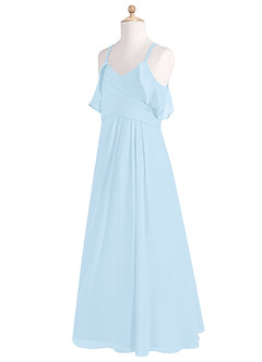 Azazie Dakota Junior Sky Blue A-Line Off the Shoulder Chiffon Dress image10