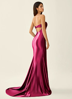 Philomena Wine Corset Stretch Satin Mermaid Prom Dress image2