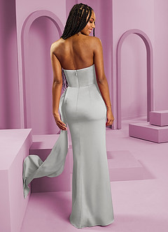 Barbie ♥ Azazie Bridesmaid Dresses Silver Sheath Strapless Stretch Satin Convertible Dress image9