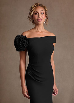 Azazie Gwynne vestidos de madre de la novia Vestido de Negro de Crepé elástico de Corte Sirena con Vestidos sin tirantes image6