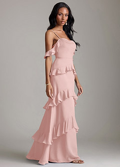 Azazie Chayla Final Sale Black Sheath Off the Shoulder Chiffon Dress image6