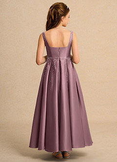 Azazie Mochi Girls Formal Jurken voor bloemenmeisjes Baljurk Jurk van Mat Satijn Geplooide Vintage Mauve image2