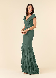 Azazie Bailora Mother of the Bride Dresses Sea Moss Mermaid Ruched Chiffon Dress image6