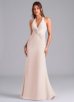 Azazie Valerie Vestidos de damas de honor Vestido de Pétalo De Rosa de Gasa de Corte Sirena con Plisado image4