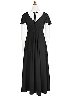Azazie Peony Junior Black A-Line Pleated Chiffon Dress image7