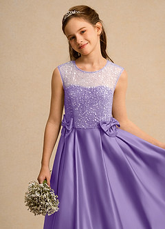 Azazie Candy Girl Flower Girl Klänningar Klä Balklänning i Matt satäng Rosett image8