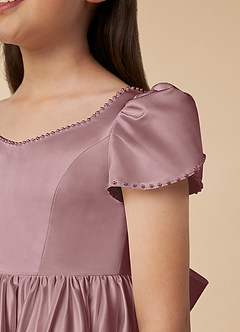Azazie Juno Flower Girl Dresses Dusty Rose A-Line Sweetheart Neckline Matte Satin Dress image3
