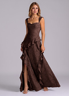 Azazie Sloane Bridesmaid Dresses Ganache A-Line Sweetheart Neckline Floral Burnout Dress image3