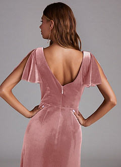 Azazie Soren Bridesmaid Dresses Dusty Rose A-Line Velvet Dress image2