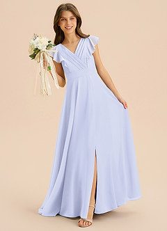 Azazie Anysa Junior Lavender A-Line Ruched Chiffon Dress image3