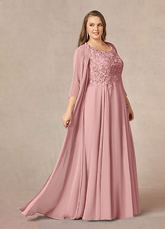 Azazie Kana Final Sale Dusty Rose A-Line Scoop lace Chiffon Dress image13