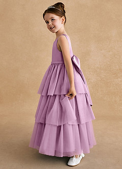 Azazie Megallie Flower Girl Dresses Wisteria A-Line Bow Tulle Dress image4