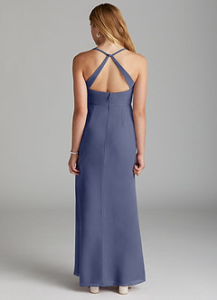 Azazie Becca Junior Robe Sirène en Mousseline de soie Bleu Orageux image4