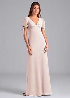 Azazie Pheby Bridesmaid Dresses Rose Petal A-Line Pleated Chiffon Dress image4