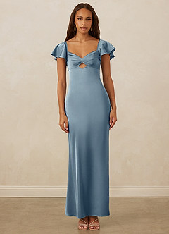 Christian Siriano Bridal for Azazie 1005 Bridesmaid Dresses Dusty Blue Sheath Sweetheart Neckline Stretch Satin Dress image1