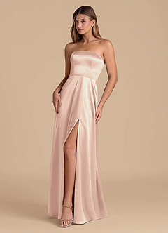 Azazie Wren Bridesmaid Dresses English Rose A-Line Strapless Metallic Satin Dress image3