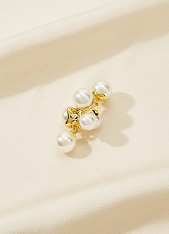 front Pearl Blossom Stud Earrings