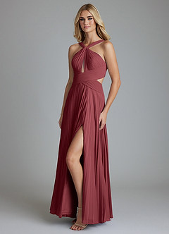 Azazie Hosanna Brautjungfernkleider A-Linie Plissee Chiffon Kleid Merlot image5