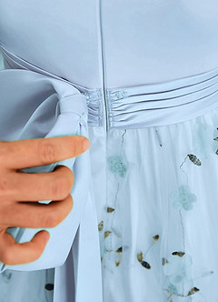 Azazie Pollie Robe Demoiselle D'honneur Fillette Robe Trapèze en Tulle Arc Bleu Ciel image7