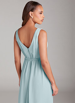 Azazie Tanicia Bridesmaid Dresses Sea Glass A-Line Pleated Chiffon Dress image6