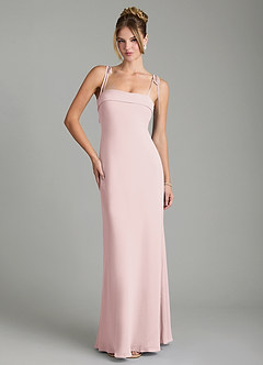 Azazie Ellia Brautjungfernkleider Eine Linie Schleifen Chiffon Kleid Zartrosa image1